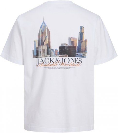 Jack & Jones Boston Photo Crew Neck T-Shirt Bright White - T-shirts - Stora T-shirts - 2XL-14XL