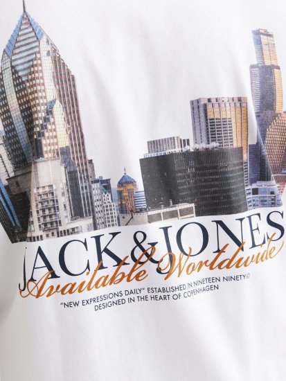 Jack & Jones Boston Photo Crew Neck T-Shirt Bright White - T-shirts - Stora T-shirts - 2XL-14XL
