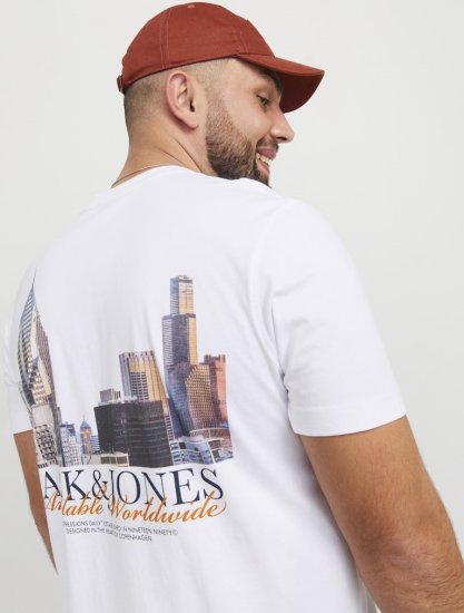 Jack & Jones Boston Photo Crew Neck T-Shirt Bright White - T-shirts - Stora T-shirts - 2XL-14XL