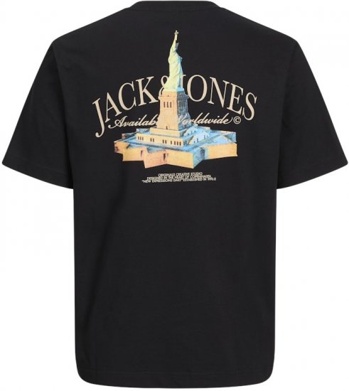 Jack & Jones Boston Photo Crew Neck T-Shirt Black - T-shirts - Stora T-shirts - 2XL-14XL