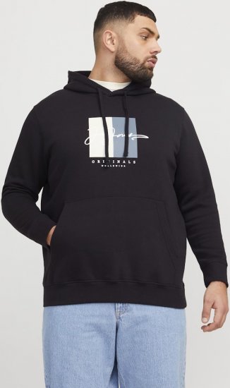 Jack & Jones Frederiksberg Box Script Hoodie Black - Tröjor & hoodies - Stora hoodies & tröjor - 2XL-14XL