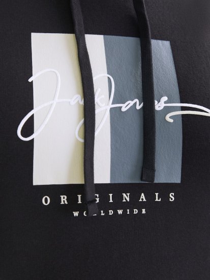 Jack & Jones Frederiksberg Box Script Hoodie Black - Tröjor & hoodies - Stora hoodies & tröjor - 2XL-14XL