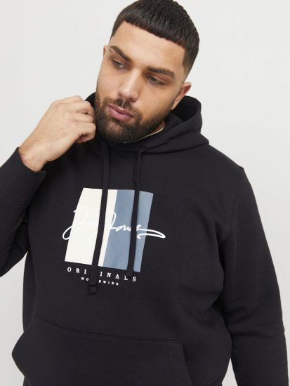 Jack & Jones Frederiksberg Box Script Hoodie Black - Tröjor & hoodies - Stora hoodies & tröjor - 2XL-14XL