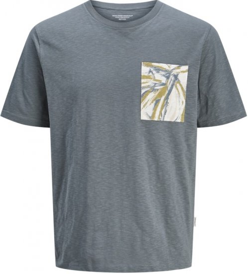 Jack & Jones Split Pocket Print T-Shirt Grey - T-shirts - Stora T-shirts - 2XL-14XL