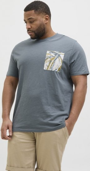 Jack & Jones Split Pocket Print T-Shirt Grey - T-shirts - Stora T-shirts - 2XL-14XL