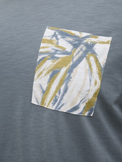 Jack & Jones Split Pocket Print T-Shirt Grey - T-shirts - Stora T-shirts - 2XL-14XL