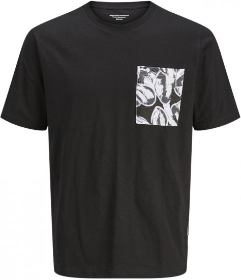 Jack & Jones Split Pocket Print T-Shirt Black - T-shirts - Stora T-shirts - 2XL-14XL