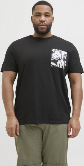 Jack & Jones Split Pocket Print T-Shirt Black - T-shirts - Stora T-shirts - 2XL-14XL