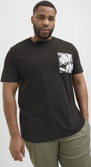 Jack & Jones Split Pocket Print T-Shirt Black - T-shirts - Stora T-shirts - 2XL-14XL