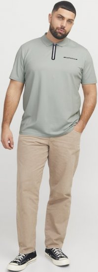 Jack & Jones Fusion Pique Zipper Polo Green/Blue - Pikétröjor - Stora pikétröjor - 2XL-8XL