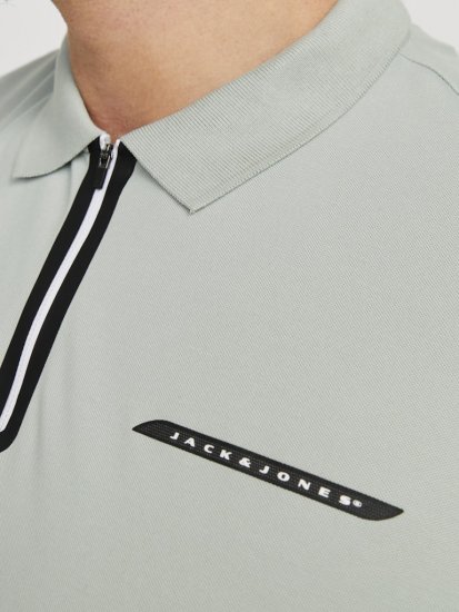 Jack & Jones Fusion Pique Zipper Polo Green/Blue - Pikétröjor - Stora pikétröjor - 2XL-8XL