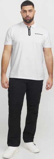 Jack & Jones Fusion Pique Zipper Polo Bright White - Pikétröjor - Stora pikétröjor - 2XL-8XL