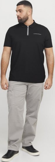 Jack & Jones Fusion Pique Zipper Polo Black - Pikétröjor - Stora pikétröjor - 2XL-8XL