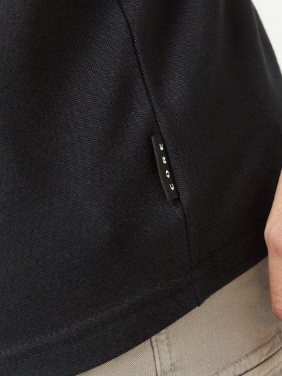 Jack & Jones Fusion Pique Zipper Polo Black - Pikétröjor - Stora pikétröjor - 2XL-8XL
