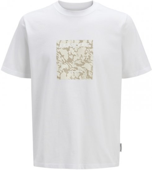 Jack & Jones Tarmac Camo Crew Neck T-Shirt Bright White - T-shirts - Stora T-shirts - 2XL-14XL