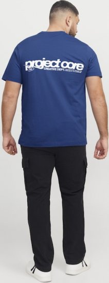 Jack & Jones Union Front & Back Print Crew Neck T-Shirt Beaucoup Blue - T-shirts - Stora T-shirts - 2XL-14XL