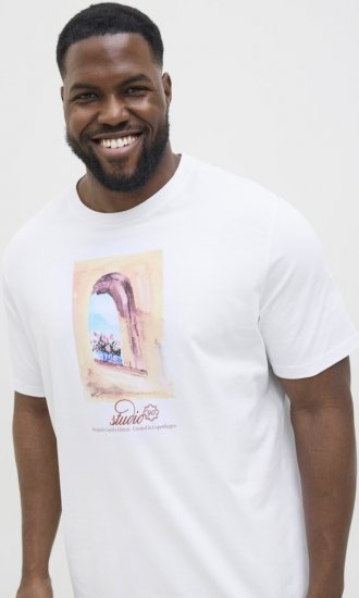 Jack & Jones Hydra Crew Neck T-Shirt Bright White - T-shirts - Stora T-shirts - 2XL-14XL
