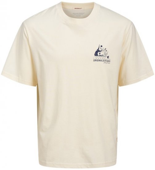 Jack & Jones Bellagio Collage Crew Neck T-Shirt Antique White - T-shirts - Stora T-shirts - 2XL-14XL