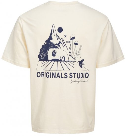 Jack & Jones Bellagio Collage Crew Neck T-Shirt Antique White - T-shirts - Stora T-shirts - 2XL-14XL