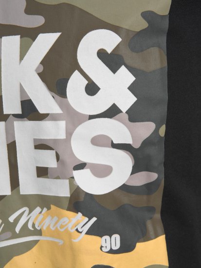 Jack & Jones JJPETE SHAPE Camo Print T-Shirt Black - T-shirts - Stora T-shirts - 2XL-14XL