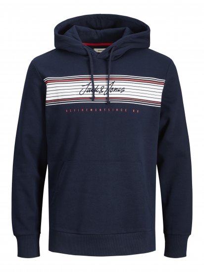 Jack & Jones JJLEO SWEAT Hoodie Navy - Tröjor & hoodies - Stora hoodies & tröjor - 2XL-14XL