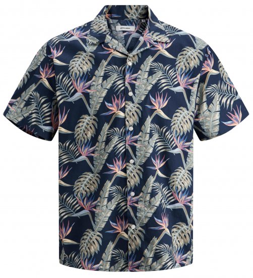 Jack & Jones JJCOASTAL RESORT Floral Shirt Navy - Skjortor - Stora skjortor - 2XL-8XL