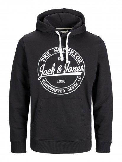 Jack & Jones JJBRAT SWEAT Hoodie Black - Tröjor & Hoodies - Stora hoodies & tröjor - 2XL-14XL