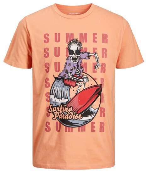 Jack & Jones JJEUSTACE T-Shirt Orange - T-shirts - Stora T-shirts - 2XL-14XL