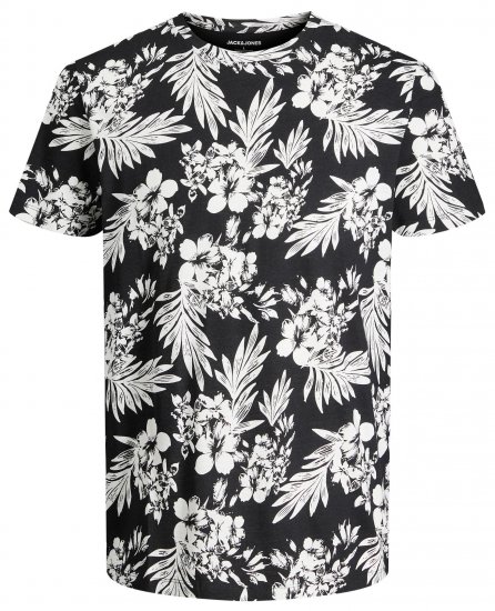 Jack & Jones JJCOASTAL AOP T-Shirt Black - T-shirts - Stora T-shirts - 2XL-14XL