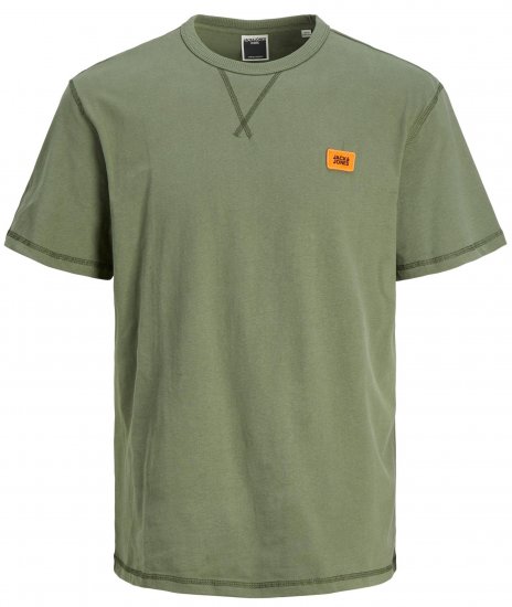 Jack & Jones JCOCLASSIC WAFFLE BADGE TEE Green - T-shirts - Stora T-shirts - 2XL-14XL