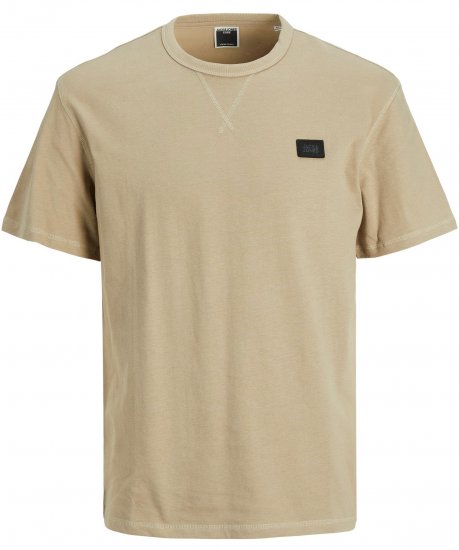 Jack & Jones JCOCLASSIC WAFFLE BADGE TEE Beige - T-shirts - Stora T-shirts - 2XL-14XL
