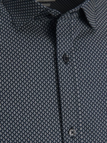 Jack & Jones JPRBLACARDIFF Print LS Shirt Navy - Skjortor - Stora skjortor - 2XL-8XL