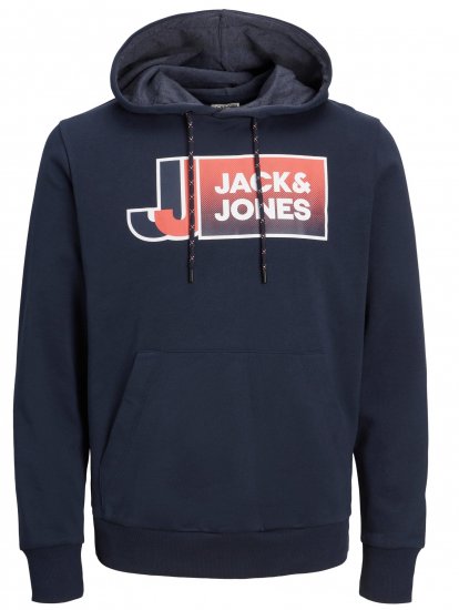 Jack & Jones JCOLOGAN Hoodie Navy Blazer - Tröjor & Hoodies - Stora hoodies & tröjor - 2XL-14XL