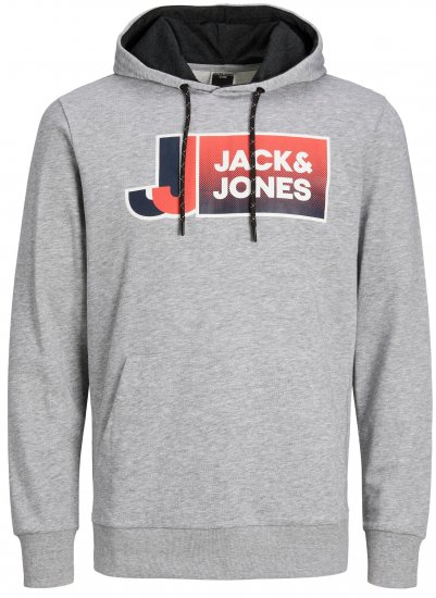 Jack & Jones JCOLOGAN Hoodie Light Grey Melange - Tröjor & Hoodies - Stora hoodies & tröjor - 2XL-14XL