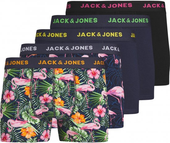 Jack & Jones JACPINK FLAMINGO TRUNKS 5 PACK Navy Blazer - Underkläder & badkläder - Stora underkläder för män
