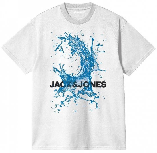 Jack & Jones JCOOCEAN SPLASH T-Shirt White - T-shirts - Stora T-shirts - 2XL-14XL