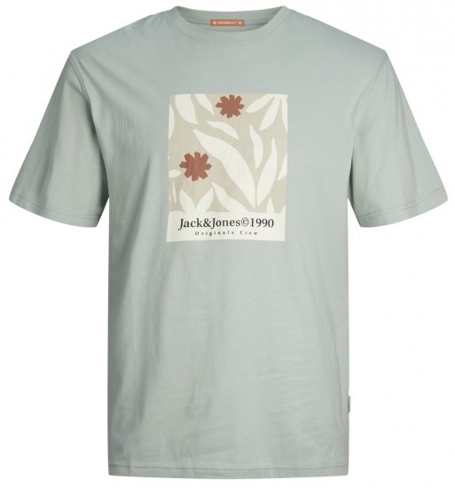Jack & Jones JORMARBELLA AOP BRANDING T-Shirt Gray Mist - T-shirts - Stora T-shirts - 2XL-14XL