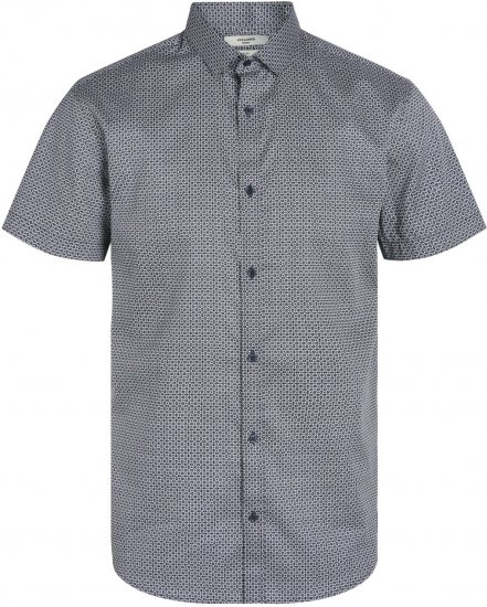Jack & Jones JPRBLACARDIFF PRINT SHIRT S/S Navy Blazer - Skjortor - Stora skjortor - 2XL-8XL