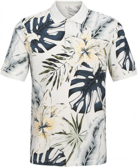Jack & Jones Hawaii AOP Short Sleeve Polo White - Pikétröjor - Stora pikétröjor - 2XL-8XL