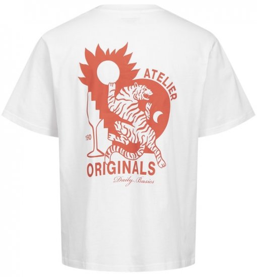  Jack & Jones Bellagio Collage Crew Neck T-Shirt Bright White - T-shirts - Stora T-shirts - 2XL-14XL