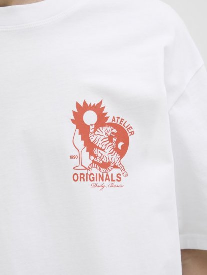  Jack & Jones Bellagio Collage Crew Neck T-Shirt Bright White - T-shirts - Stora T-shirts - 2XL-14XL