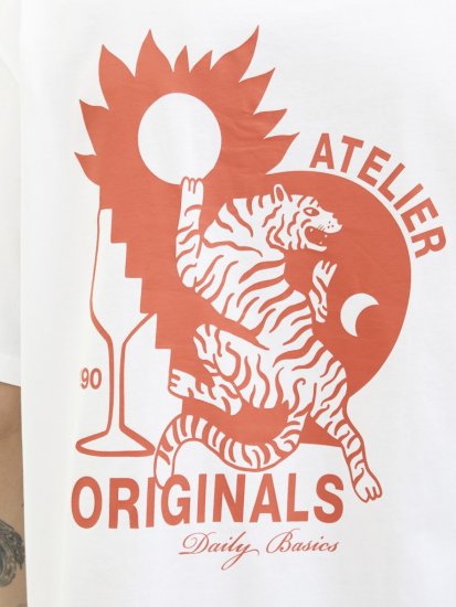  Jack & Jones Bellagio Collage Crew Neck T-Shirt Bright White - T-shirts - Stora T-shirts - 2XL-14XL