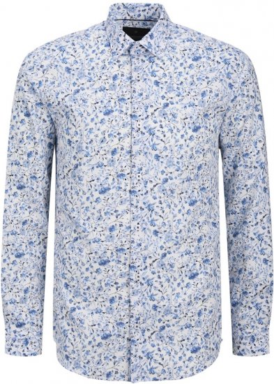 Jack & Jones BARNES Printed Dobby Long Sleeve Shirt Light Blue - Skjortor - Stora skjortor - 2XL-8XL
