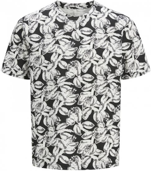 Jack & Jones Split AOP Crew Neck T-Shirt Black - T-shirts - Stora T-shirts - 2XL-14XL