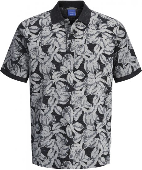 Jack & Jones Split AOP Print Polo Black - Pikétröjor - Stora pikétröjor - 2XL-8XL