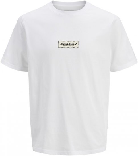 Jack & Jones Split Fakestitch Branding T-Shirt Bright White - T-shirts - Stora T-shirts - 2XL-14XL