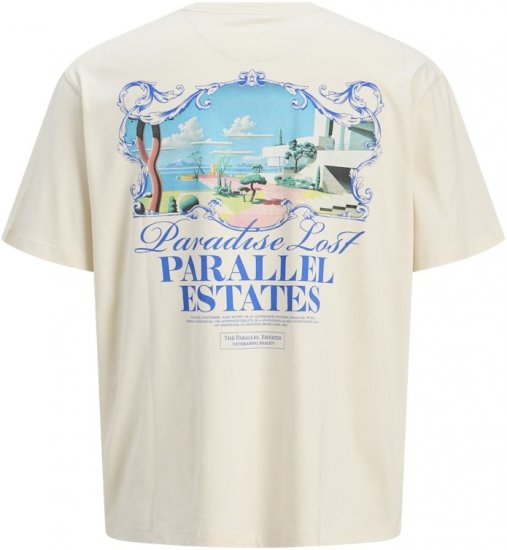Jack & Jones Parallel Crew Neck T-Shirt Antique White - T-shirts - Stora T-shirts - 2XL-14XL