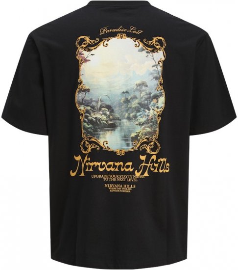Jack & Jones Parallel Crew Neck T-Shirt Black - T-shirts - Stora T-shirts - 2XL-14XL