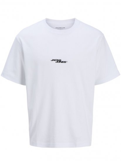 Jack & Jones Summer Sago Print Crew Neck T-Shirt Bright White - T-shirts - Stora T-shirts - 2XL-14XL