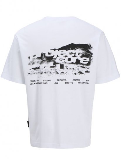 Jack & Jones Summer Sago Print Crew Neck T-Shirt Bright White - T-shirts - Stora T-shirts - 2XL-14XL